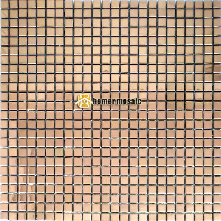 15 мм розовая металлическая мозаичная плитка из нержавеющей стали для гостиной