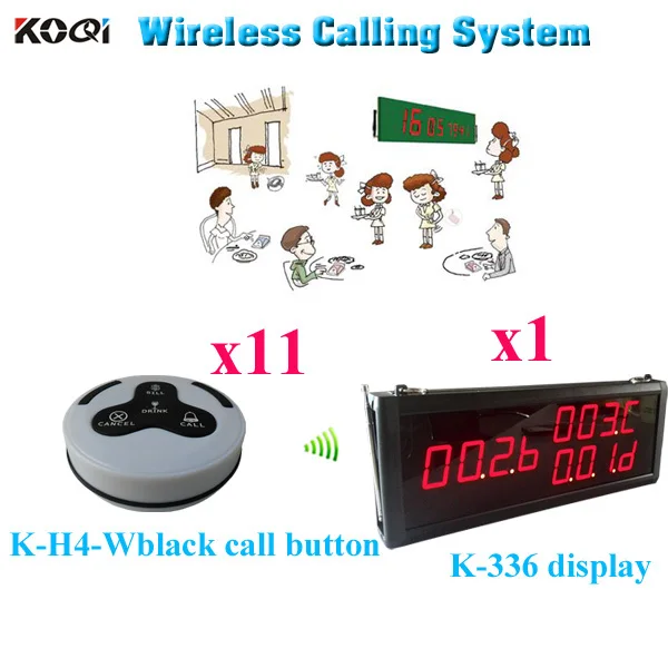 

Wireless Waiter Call Button Systems (K-336 Big LED Display K-H4 Waterproof Table Button ) (1 display 11 call button)