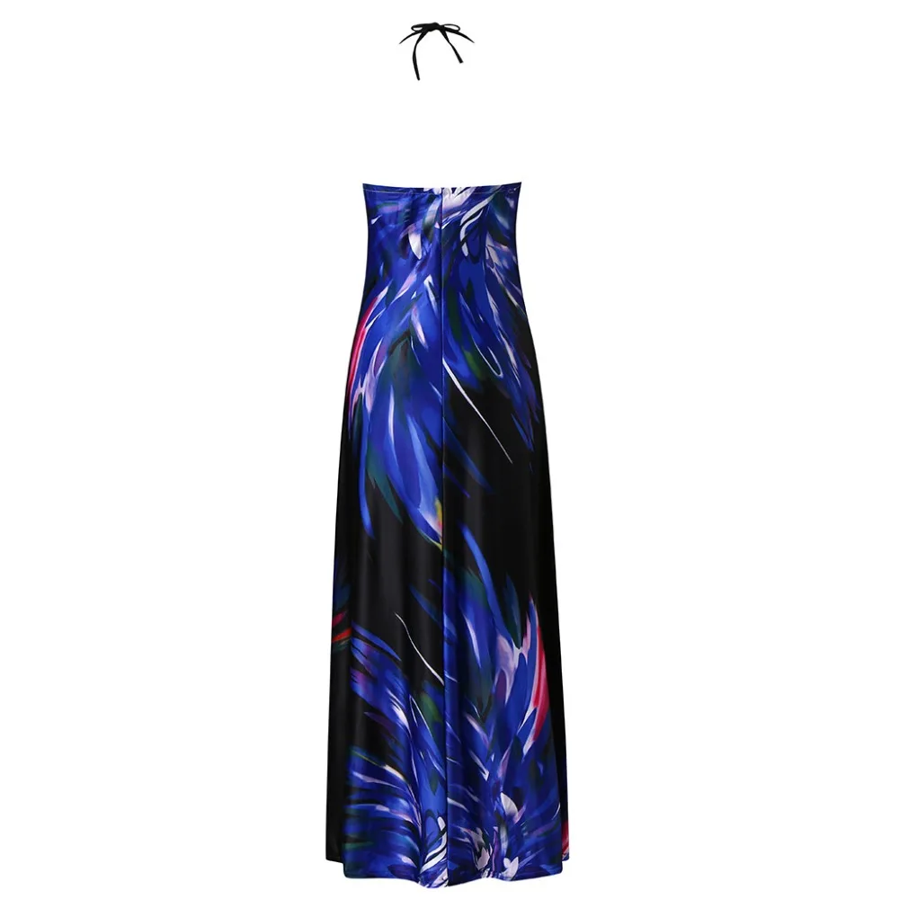 Женская Мода Спагетти ремень Красочные из набивной ткани, с Повседневное Maxi Dress Vestidos de fiesta de noche, ropa mujer