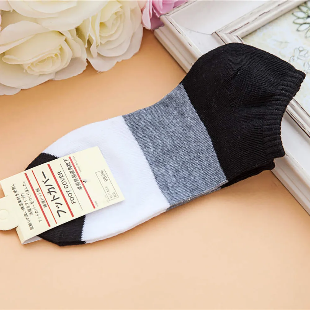1 пара удобных Хлопковых Носков в полоску для женщин короткие носки по щиколотку |