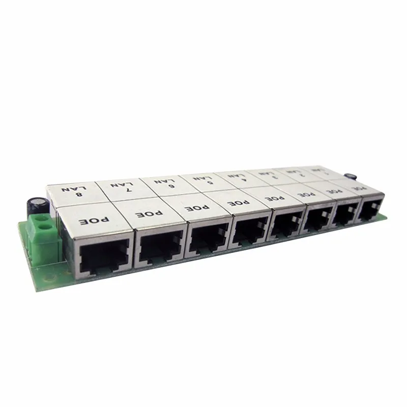 Инжектор POE 802.3af/at 8 портов 10/100 Мбит/с канальный открытый каркас панель для ip