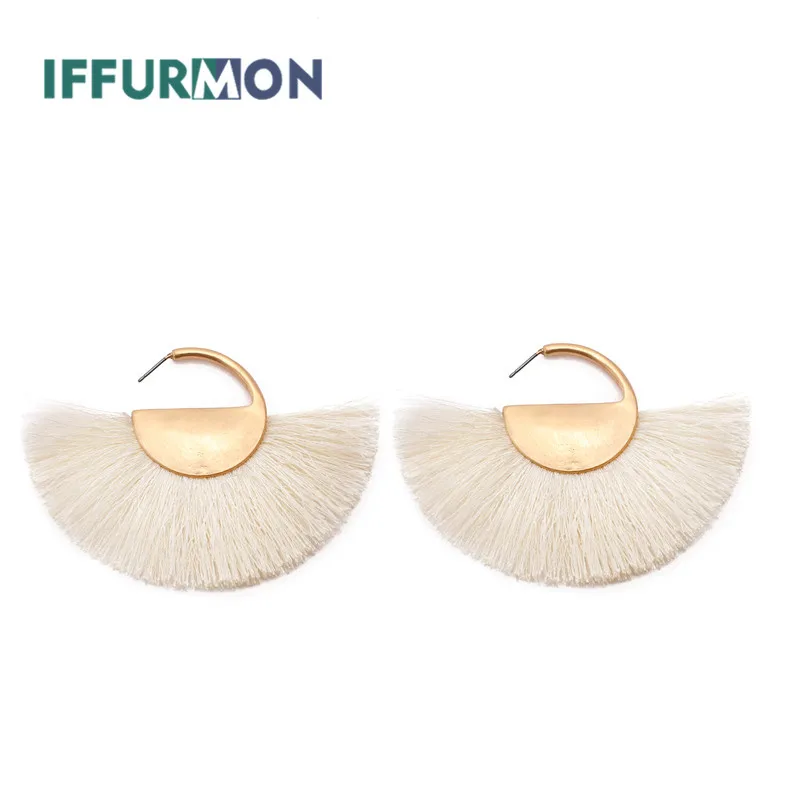 IFFURMON падение кисточкой серьги черный Винтаж длинные ручной работы бахрома