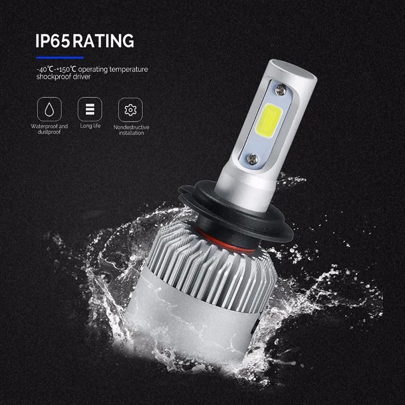 S2 H7 Fari светодиодный 2X36 W 6000K 3000K 8000K автомобили 8000LM 12V COB Lampadine 2 lati Diodi Bianco Sostituire Le Parti