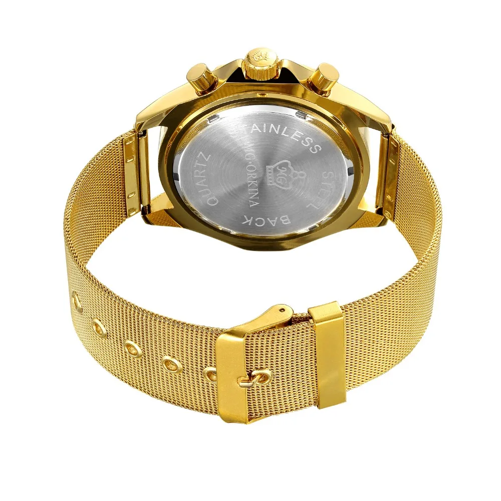 Новые роскошные Брендовые мужские наручные часы ORKINA с серебристым сетчатым