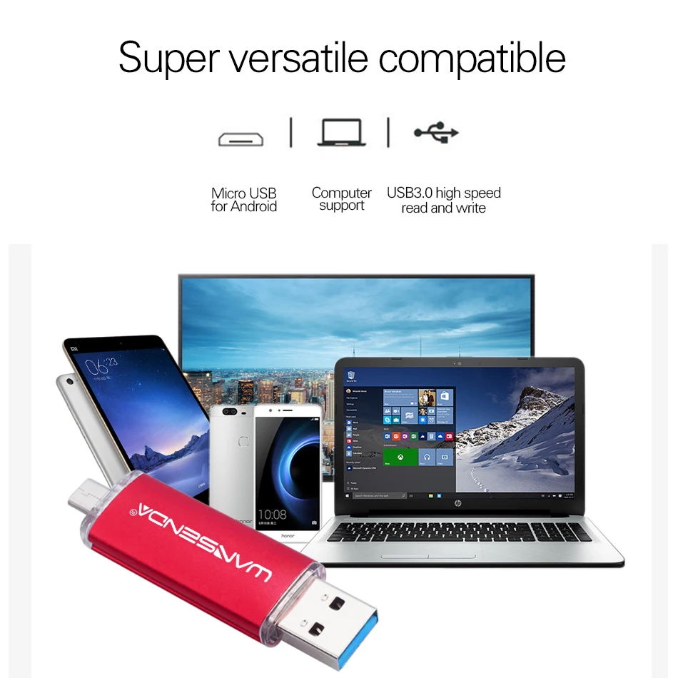 Новый флеш-накопитель WANSENDA OTG usb 32gb cle 3 0 диск памяти 8gb 16gb 64gb 128gb 256gb Флешка |