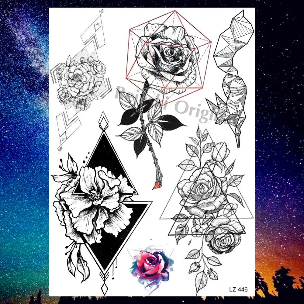 REJASKI Медуза Мандала Цветок Менди Временные татуировки для женщин наклейка черная