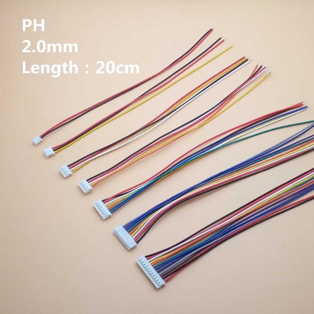 10 шт. разъем Micro JST Mini 2 0 PH 2/3/4/5/6/7/8/9/10/12 Pin штекер с проводами и кабелями 200 мм