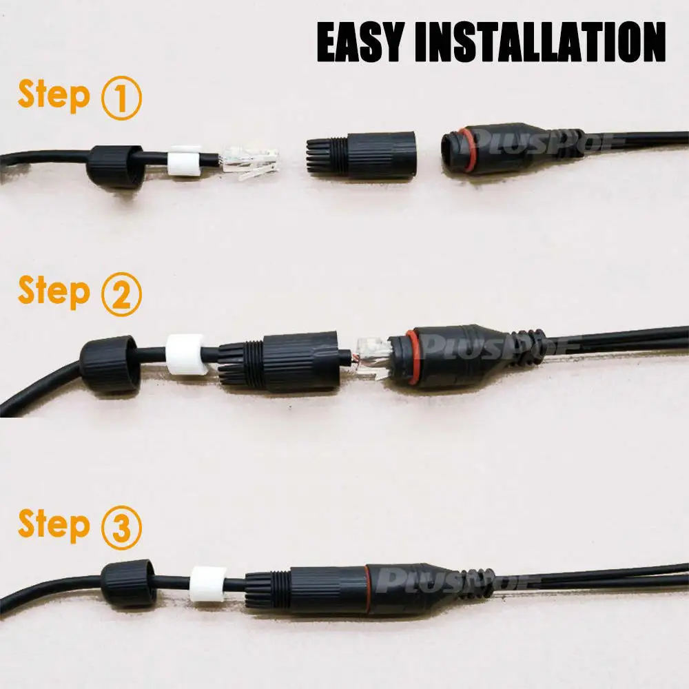 POE Adapter cable RJ45 Passive Injector and Splitter Kit with 5.5x2.1 mm DC Connector 12v Synthesizer Separator Waterproof Black
