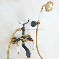 bathtub faucets wall mounted black gold brass bathtub faucet with hand shower bathroom bath shower faucets ntf02