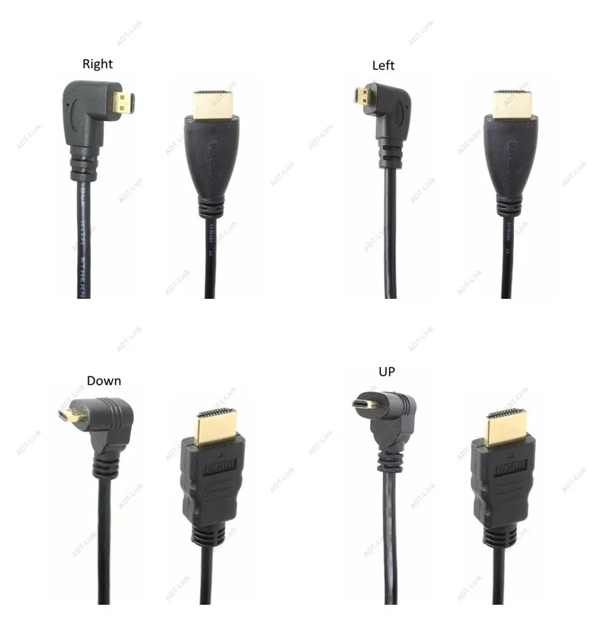 Micro HDMI совместимый Type D вверх и вниз левый правый угловой локтевой кабель 50 см 3D 4K