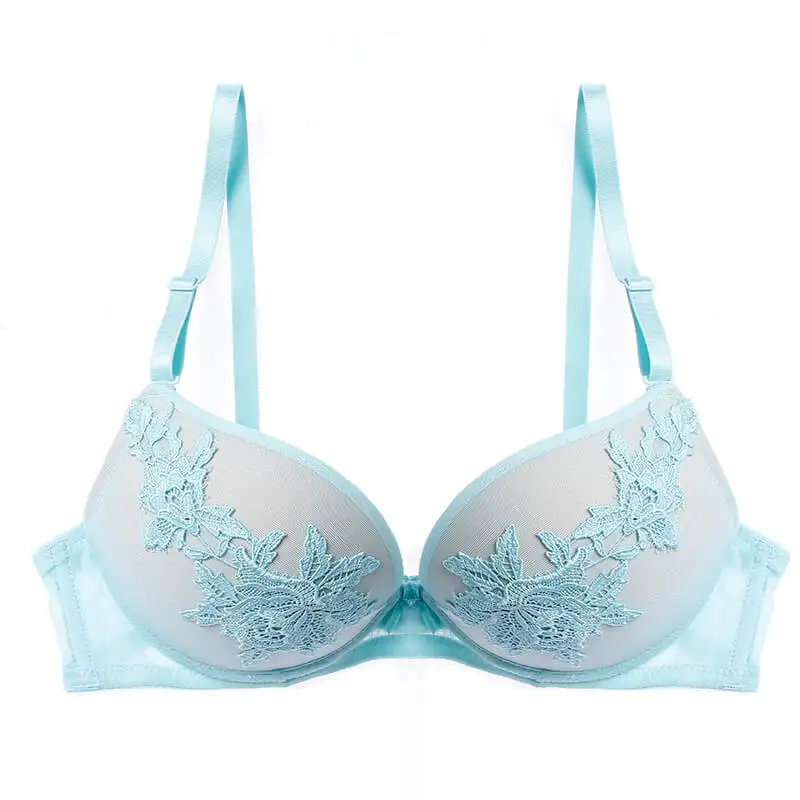 blue Lilymoda сексуальный бюстгальтер 3/4 чашка пуш-ап Роскошная Цветочная вышивка для женщин нижнее белье женское нижнее белье бюстгальтер высокого качества - Цвет: blue