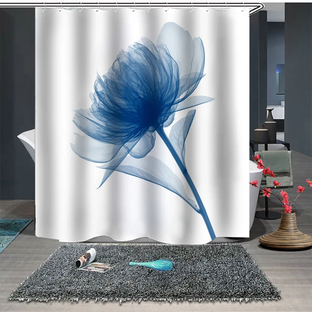 Популярная Водонепроницаемая занавеска для душа с 12 крючками и принтом