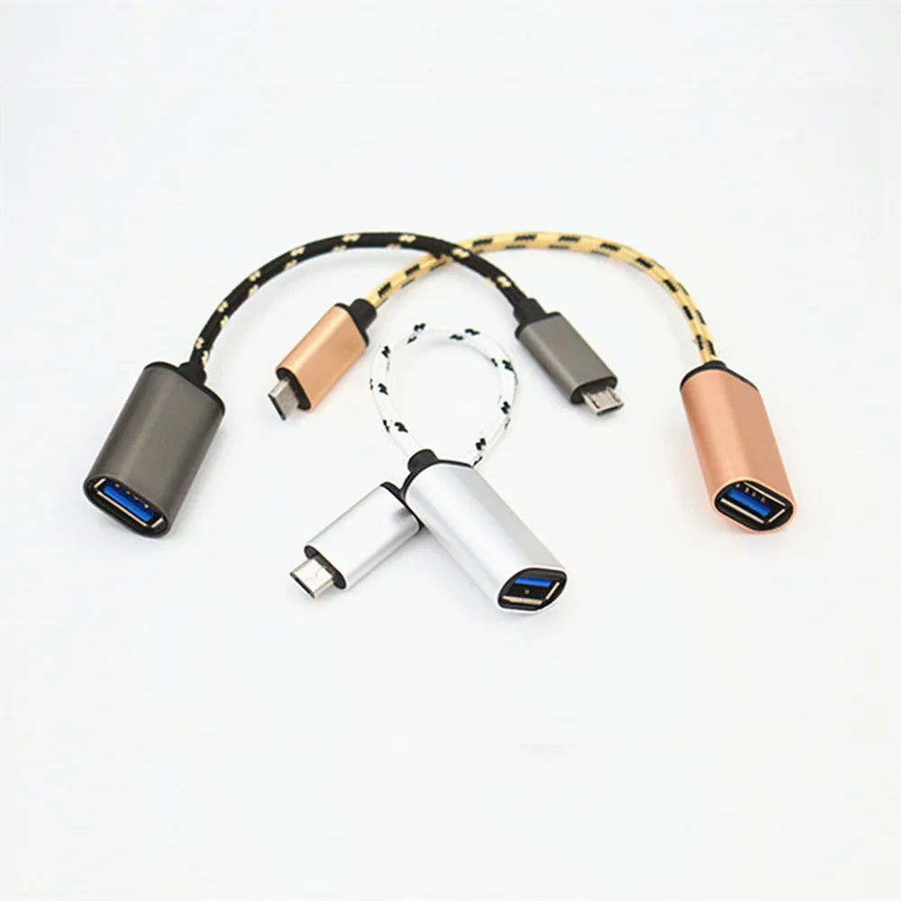Микро USB к OTG адаптеру кабель штекер гнездо алюминий Android нейлон с функция