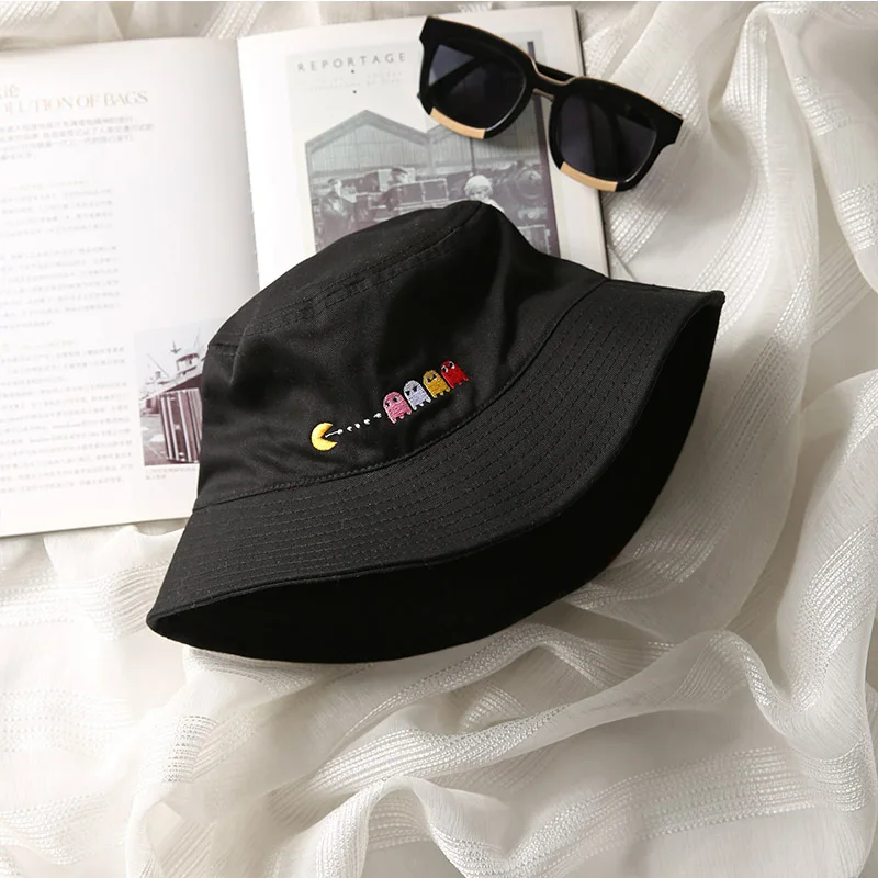 Black Женская панама Мужская Мода Боб кепка хип хоп Gorros вышивка Pac человек лето унисекс Кепки из хлопка пляж солнце Панама для рыбалки - Цвет: Black