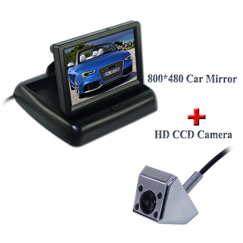 

Superior matel shell car rearview camera bring ir lights IP69K waterproof function for all cars+Universal wire car monitor 4.3"