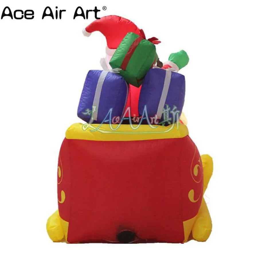 

inflatable Christmas santa claus with gifts double deer ride sleigh lighted flashing outdoor lawn yard