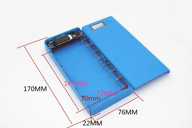 blue 8 Универсальный 2A 8*18650 5x18650 ЖК-дисплей двойной USB зарядное устройство комплект DIY 18650 Коробка Внешний Аккумулятор Чехол зарядное устройство с фонариком для телефона - Цвет: blue 8