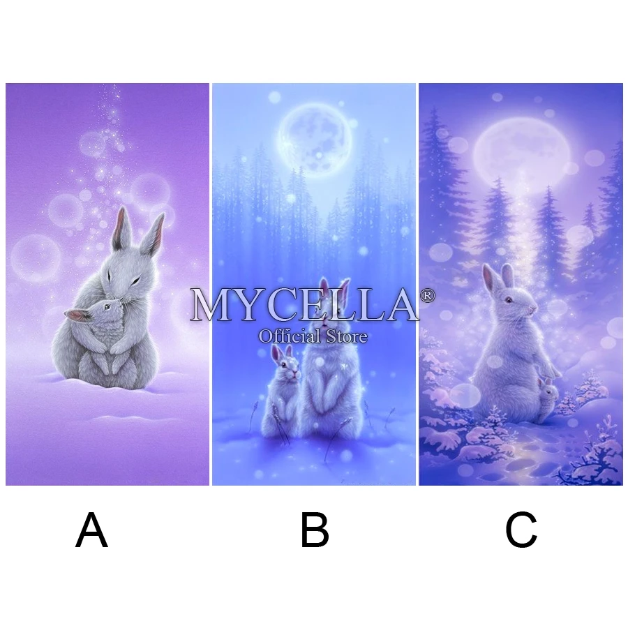 

5D Diy Diamond Painting Moon Rabbit Rhinestones Full Round Cross Stitch Home Decorative Gifts Animal Mosaic Diamond Embroidery