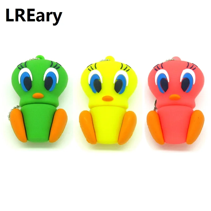 Зеленый и желтый флеш накопитель с рисунком птицы USB накопитель/флешка 128 МБ/4 ГБ/8