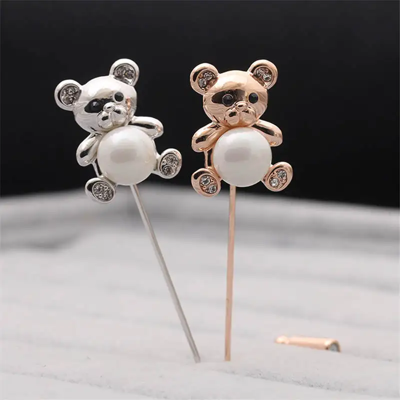 DoreenBeads милый значок в форме медведя с имитацией жемчужных бусин булавка для