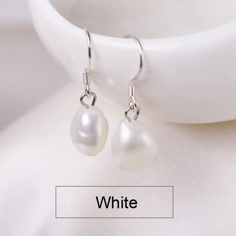 white DAIMI 9-10 мм Серьги с барочным жемчугом 925 пробы Серебряный Французский крючок Висячие серьги висячие серьги - Цвет камня: white