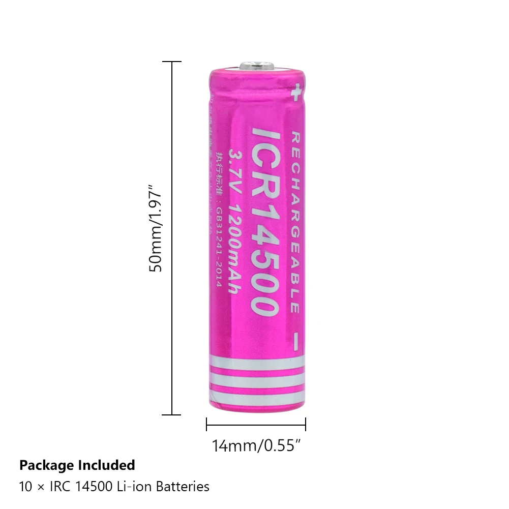 14500 литиевая батарея 1200mAh 3,7 V перезаряжаемая высокоразрядная высокотоковая батарея для Светодиодный фонарь-фонарик
