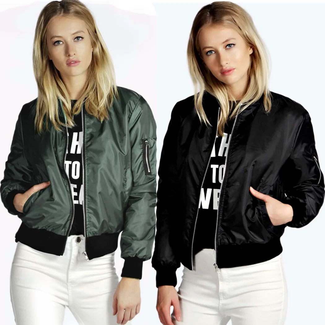 

Autumn and winter fashion simple solid color short women's jacket