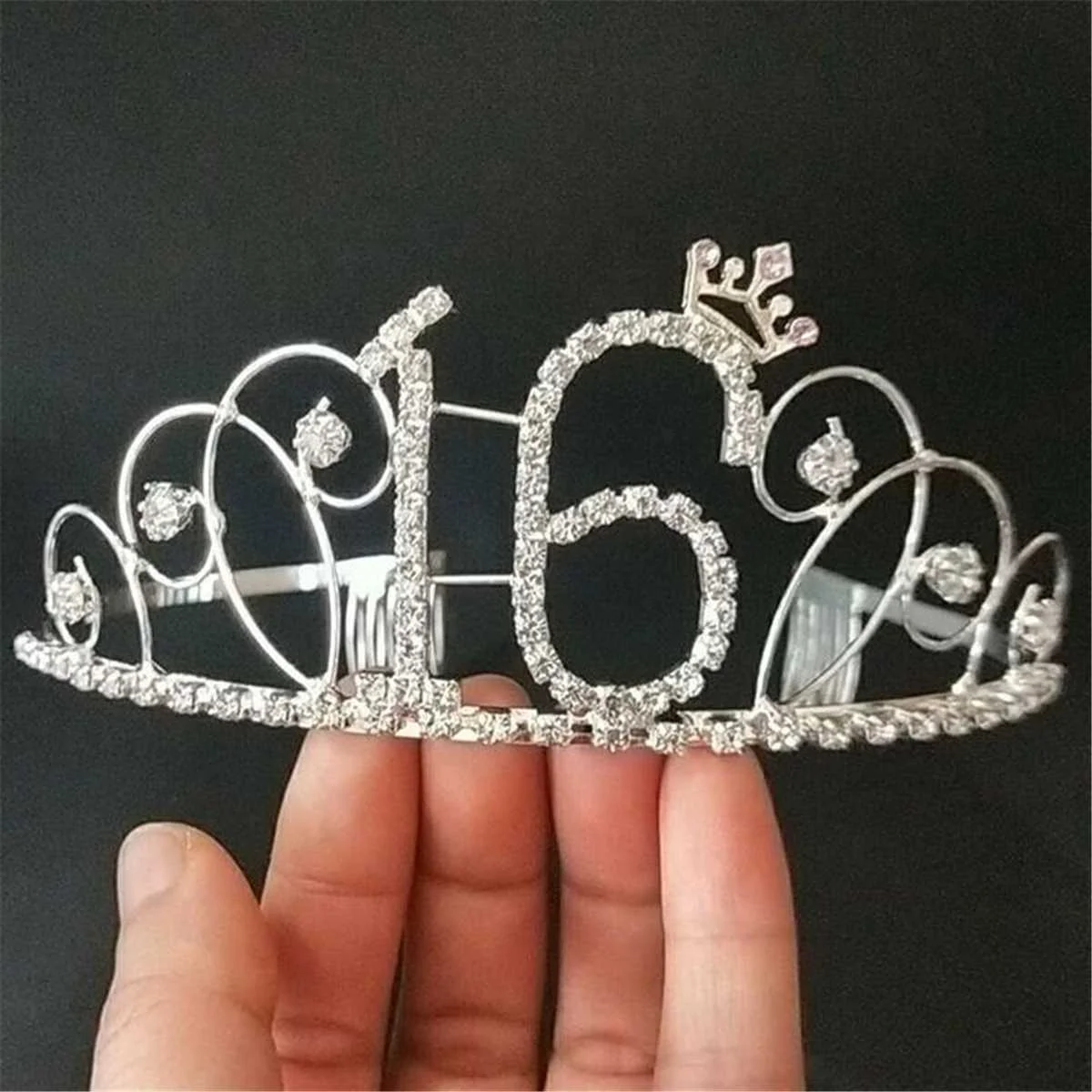 16 16/18/21/30/40/50 моделей с украшением в виде кристаллов короны, для празднования дня рождения диадема для девушки принцесса женские аксессуары для волос счастливые украшения для торта на день рождения украшения - Окраска металла: 16