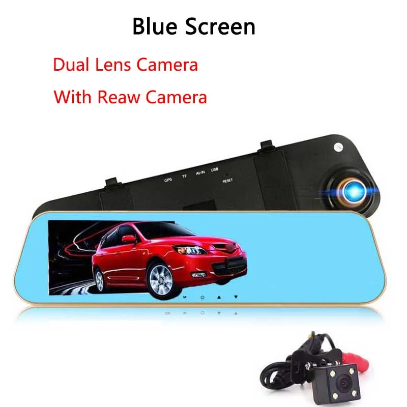 Blue Screen Супер 4,3 дюймовый автомобильный видеорегистратор, Белый Автомобильный видеорегистратор заднего вида FHD 1080 P, g-сенсор, безопасная камера заднего вида, видеорегистратор, видеорегистратор, авто Регистратор - Название цвета: Blue Screen