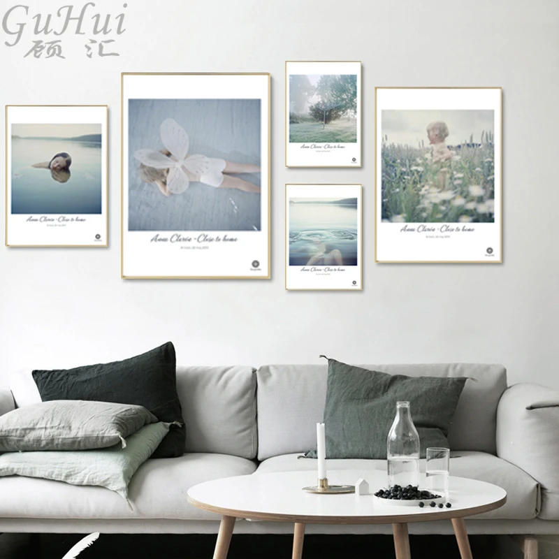 Скандинавский минимализм Ангел маленькая девочка женщина в воде холст картина