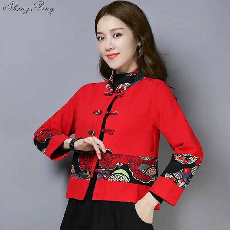 Традиционная китайская одежда для женщин cheongsam Топ воротник-стойка Женские топы и блузки Восточная китайская одежда Q669