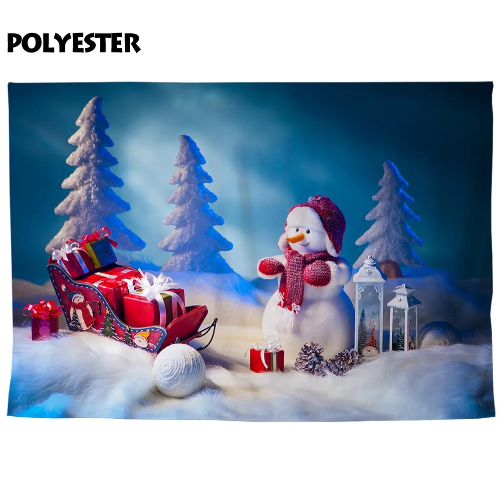 Allenjoy фоны рождественские подарки темно-синие сосны снеговик белые зимние Санки