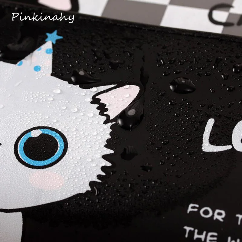 1 х креативный милый кот водонепроницаемый пенал из искусственной кожи на молнии