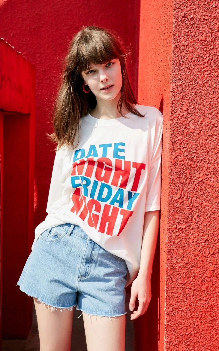 Vero Moda с буквенным принтом хлопок круглый вырез с короткими рукавами | 319201557