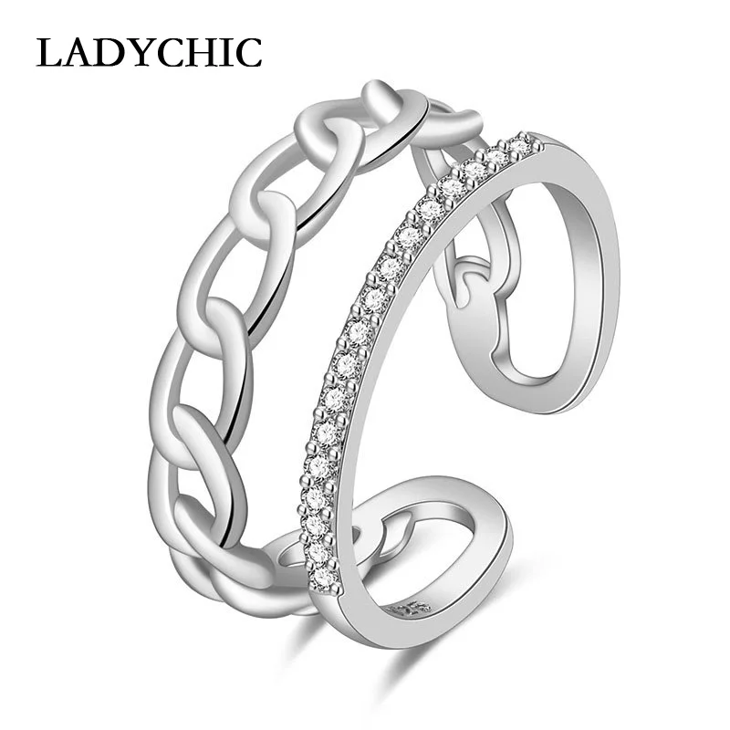 Женское Открытое кольцо LADYCHIC регулируемое из розового золота серебряного цвета