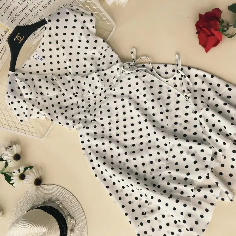 ALPHALMODA женское летнее шифоновое платье в горошек с оборками, перекрестная шнуровка, v-образный вырез, женские шикарные платья