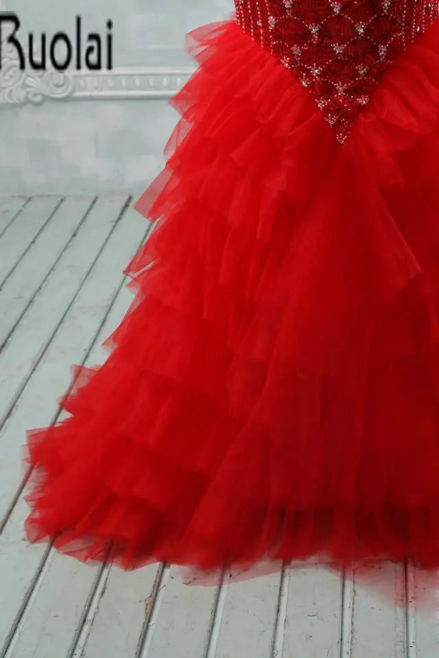 2017 New Arrival Red Sleeveless Sweetheart Heavy Beaded Sequined Sexy Open Back Mermaid Evening Dresses Lace Up Back Customize