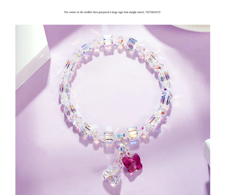 Роскошные красочные бусины браслеты-цепочки из кристаллов Swarovski Серебряный обруча браслет Шарм ювелирные изделия для женщин свадьбы