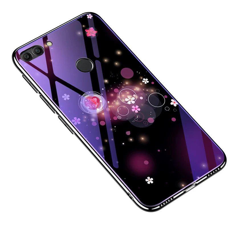 For Huawei Y9 2018 Case Flower Tempered Glass for Phone Full Protective Cover | Мобильные телефоны и аксессуары