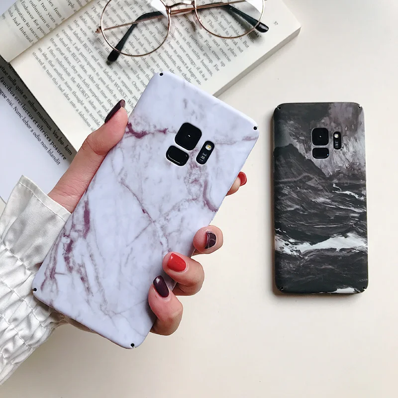 Kisstop Fashion Phone case For Samsung Galaxy S10 S9 S8 Plus S7 Marble Flower Image Cover Lite Edge Note 8 9 |
