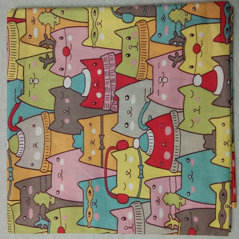 Очаровательная красочная счастливая мультяшная кошка из 100% хлопчатобумажной