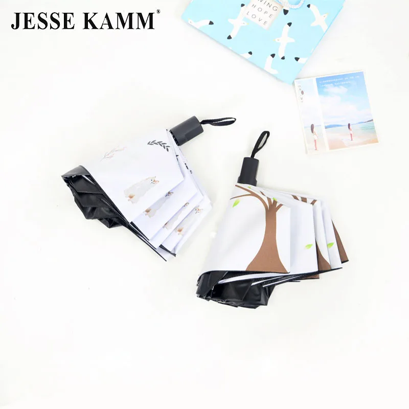 

JESSE KAMM creative cartoon animal high quality 8 bone uv protection sunshade lady sun protection three fold umbrella