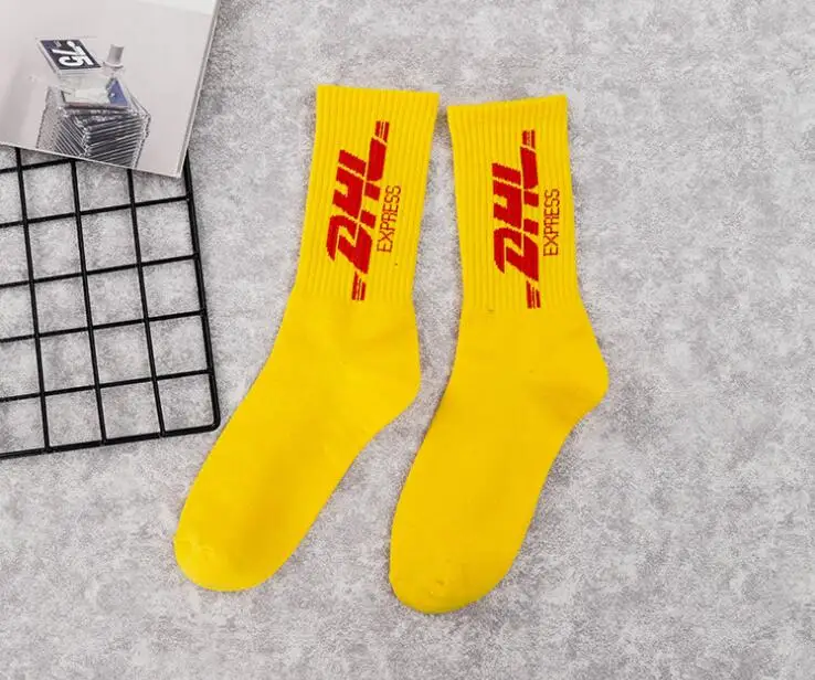 Носки унисекс, уличная мода, стильные, для DHL, с надписями, с принтом, для мужчин и женщин, модные носки для катания на коньках Ulzzang