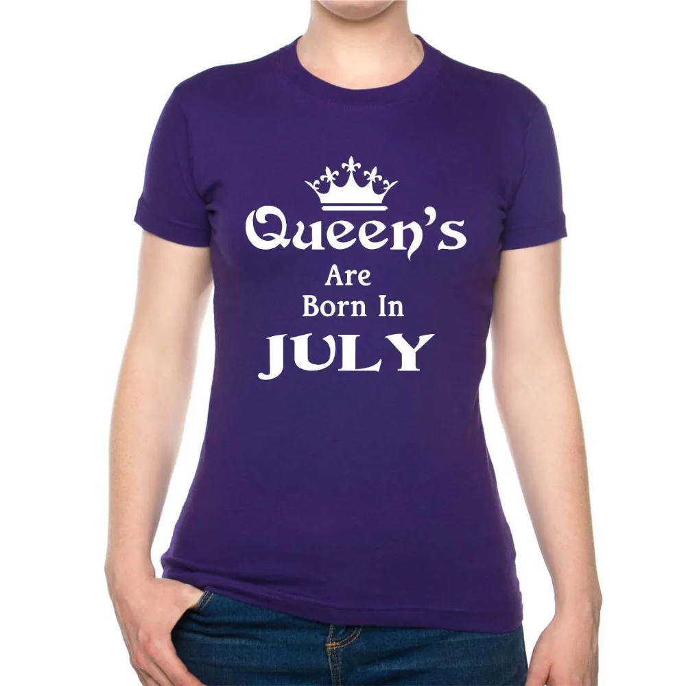 Женская футболка с принтом 100% хлопка родился в июле на день рождения шутка