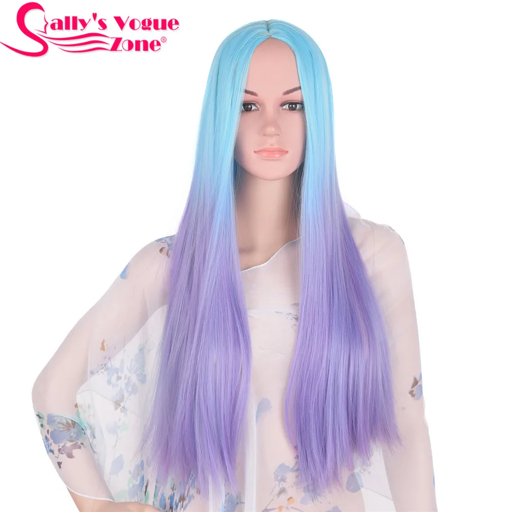 Sallyhair Высокая температура Синтетические прямые длинные Омбре черный цвет красного вина Американский Африканский парики волос для черных женщин