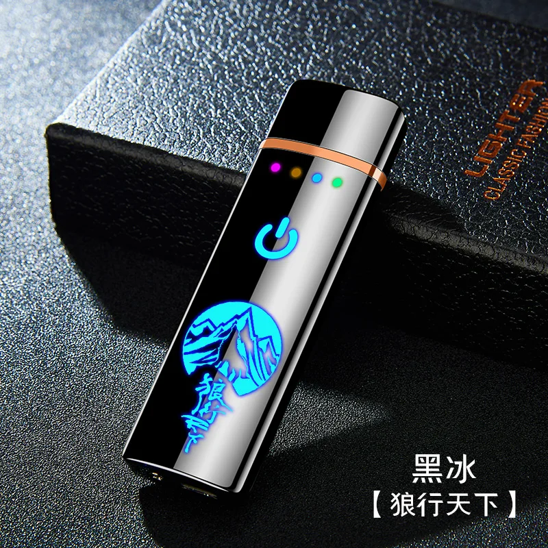 USB Зажигалка для сигарет для курения Электронная Turbo Tugsten изогнутая полноэкранная перезаряжаемая WilndProof гравировка имени
