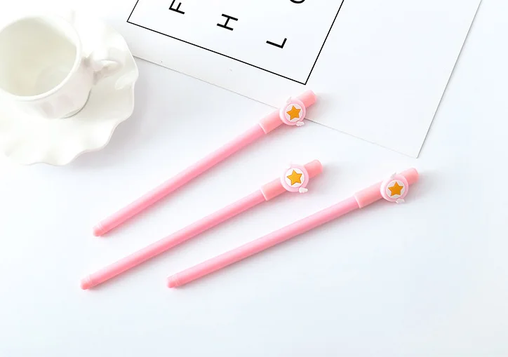 2 шт. Kawaii милые маленькие свежие крылья звезды розовая школьная гелевая ручка для письма подписи ручка для школы офиса поставка креативный подарок