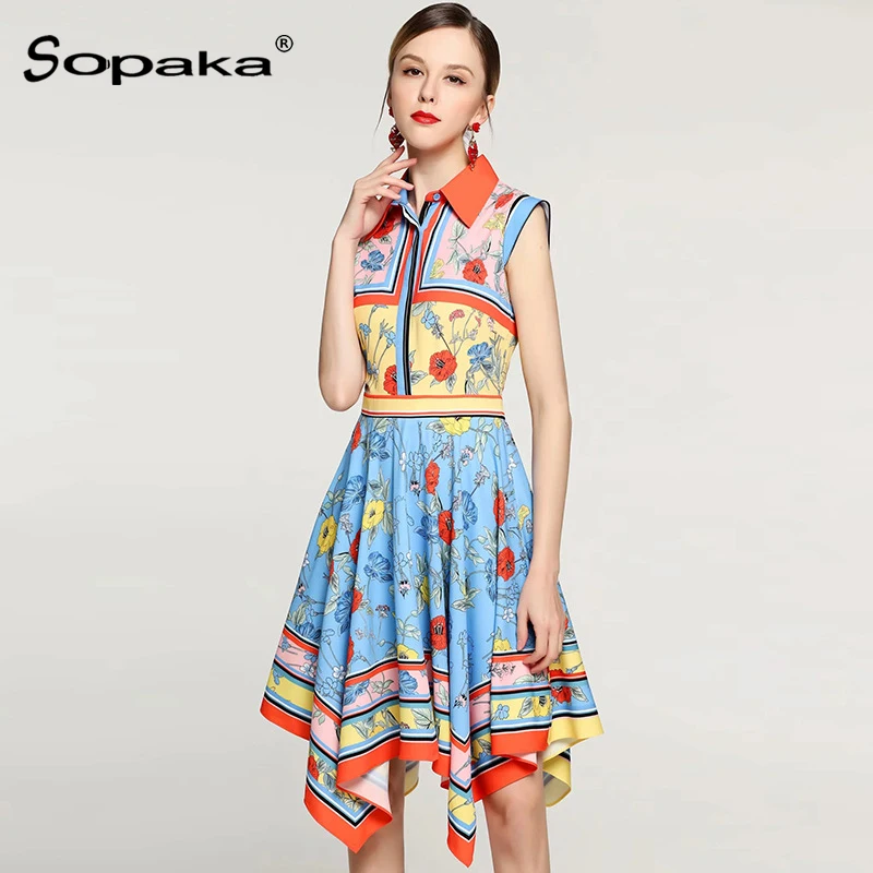 2019 весна короткий рукав красочные женское платье Высокое качество с цветочным