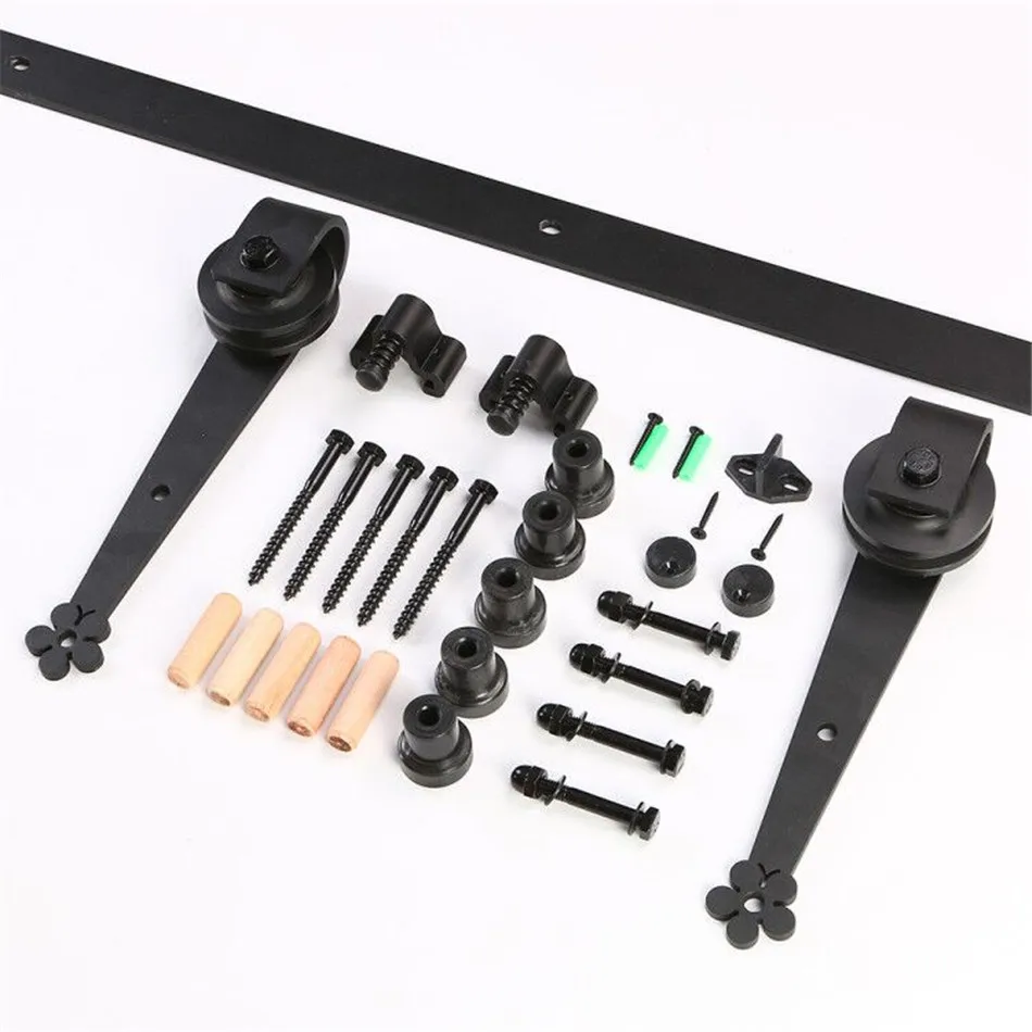 7.5FT Античном Стиле Трек Ролик Древесины Раздвижные Одного Сарай Дверной