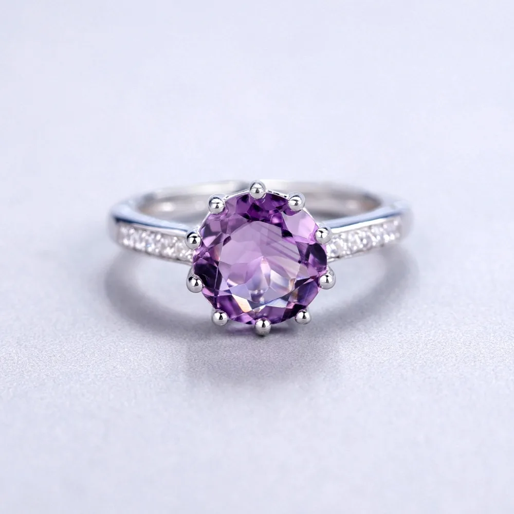GEM'S балетное 925 пробы серебро натуральный аметистовый драгоченный камень кольца Трендовое классическое обручальное кольцо для женщин ювелирные изделия